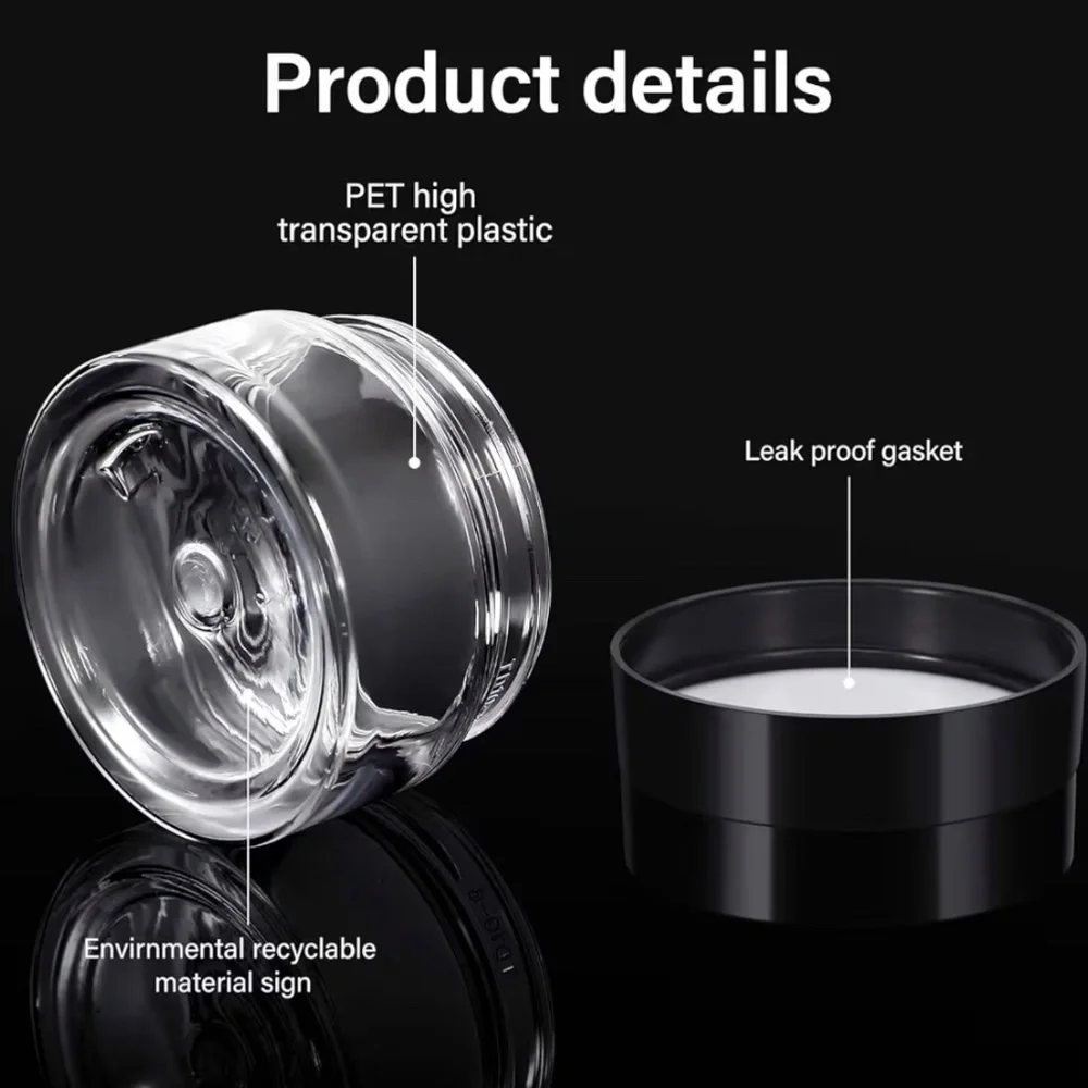 3 Wide-mouth Leak Proof Clear Plastic Container Jars with Lids Travel Cream 1 oz